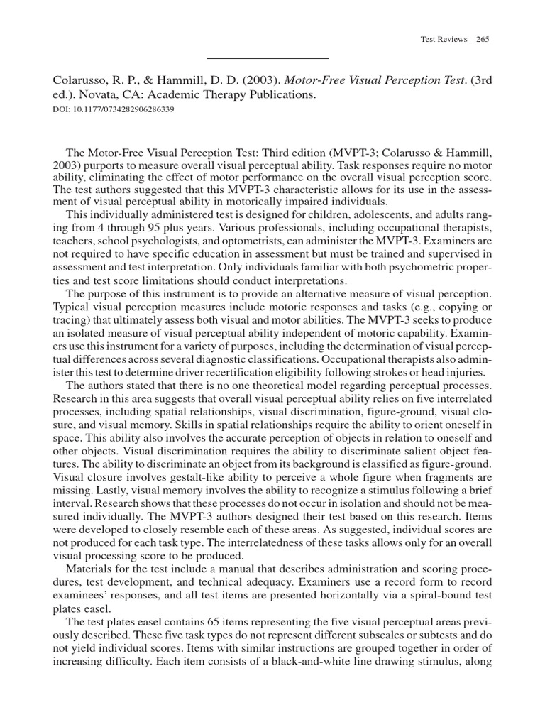 Mccane 2006 test review motor free visual perception test pdf
