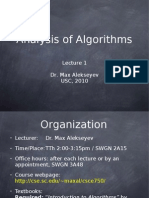 Analysis of Algorithms: Dr. Max Alekseyev USC, 2010