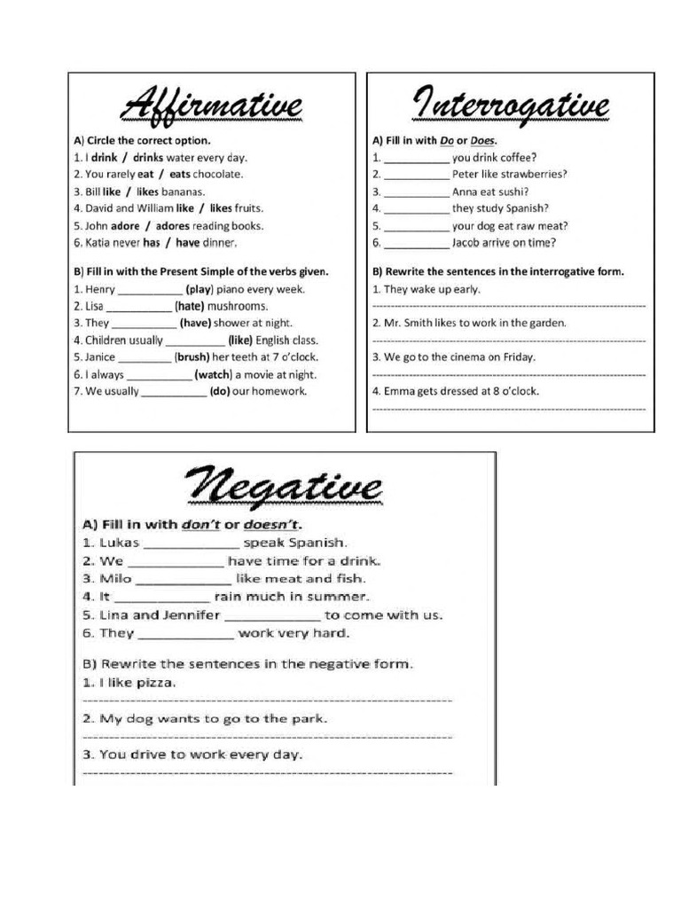 Simple Present and Short Answers | PDF