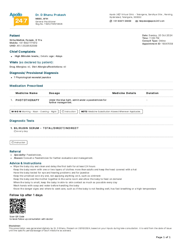 Prescription - Apollo 2471729446571443 | PDF | Pediatrics | Medical ...