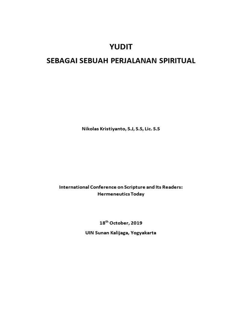 Yudit: Kitab Perjalanan Spiritual | PDF