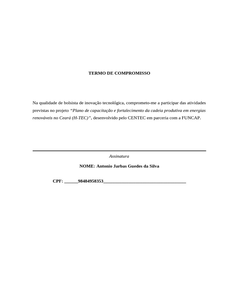 Termo de Compromisso | PDF