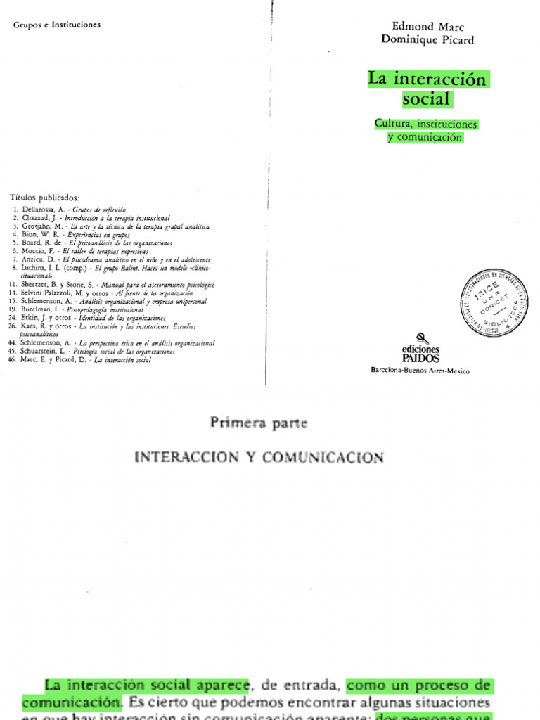 La - Interaccion - Social - Capitulos 1 Y 2 | PDF | Comunicación ...