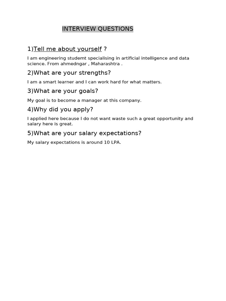 Essential Interview Questions Guide | PDF