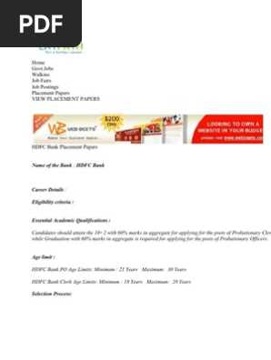 Hdfc Placement Paper