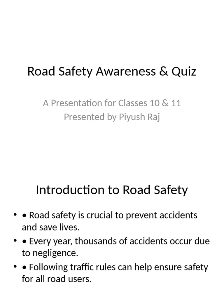 Road Safety Presentation Pdf