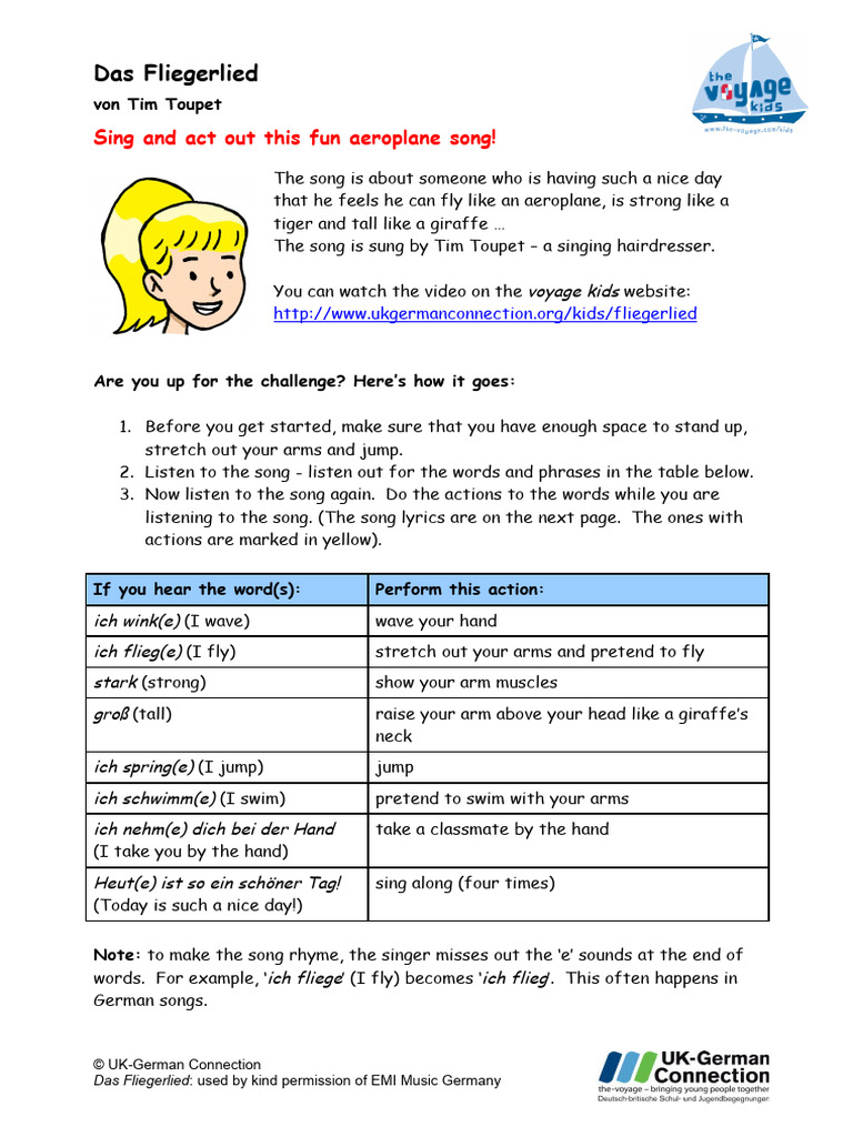 Worksheet Fliegerlied 1 | PDF
