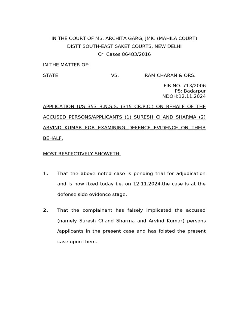 Defense Evidence Application in Court Case | PDF | Common Law | Legal ...