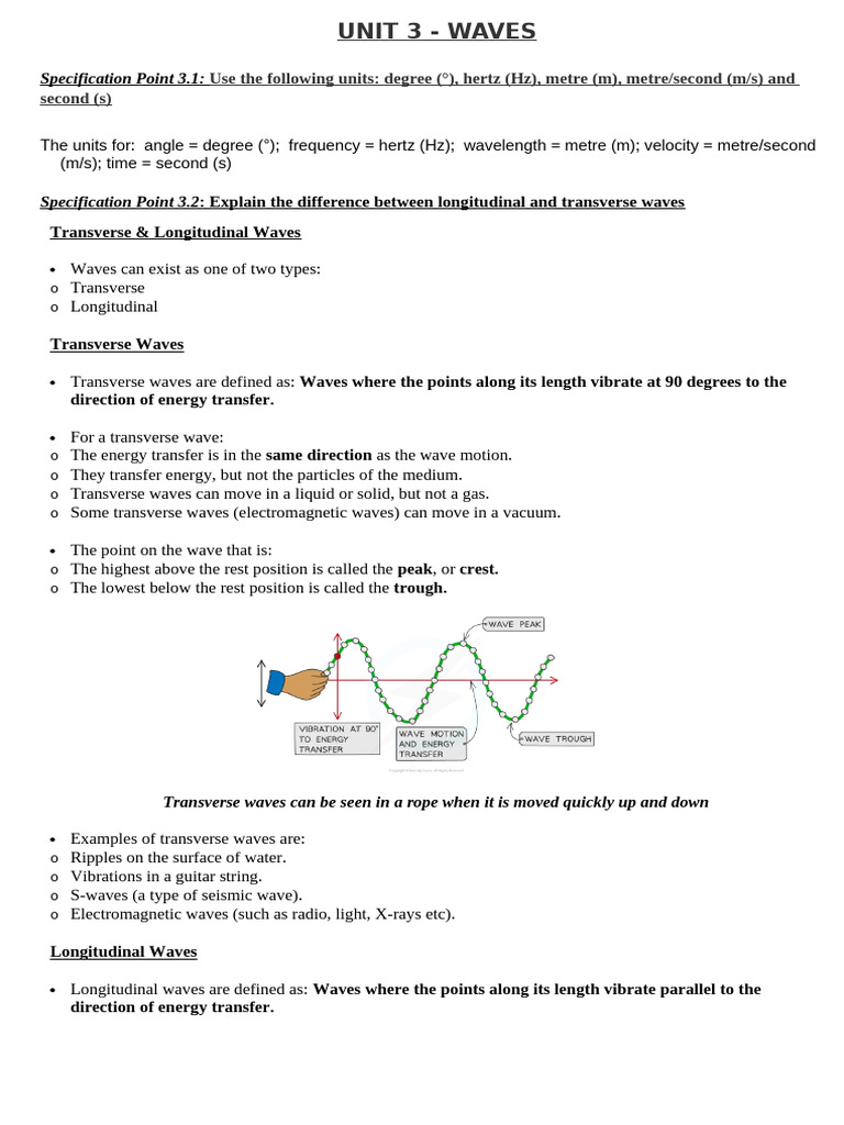 UNIT 3 - WAVES | PDF | Electromagnetic Spectrum | Waves
