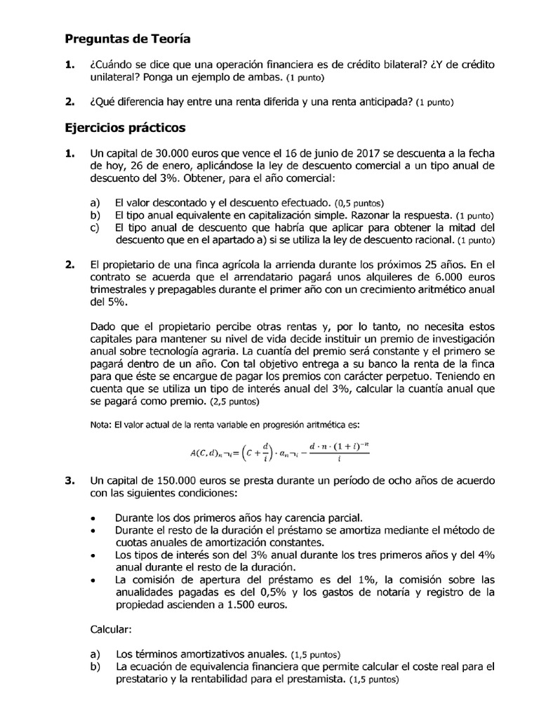Teoría y Ejercicios de Finanzas y Descuentos | PDF | Interés | Tasa de ...