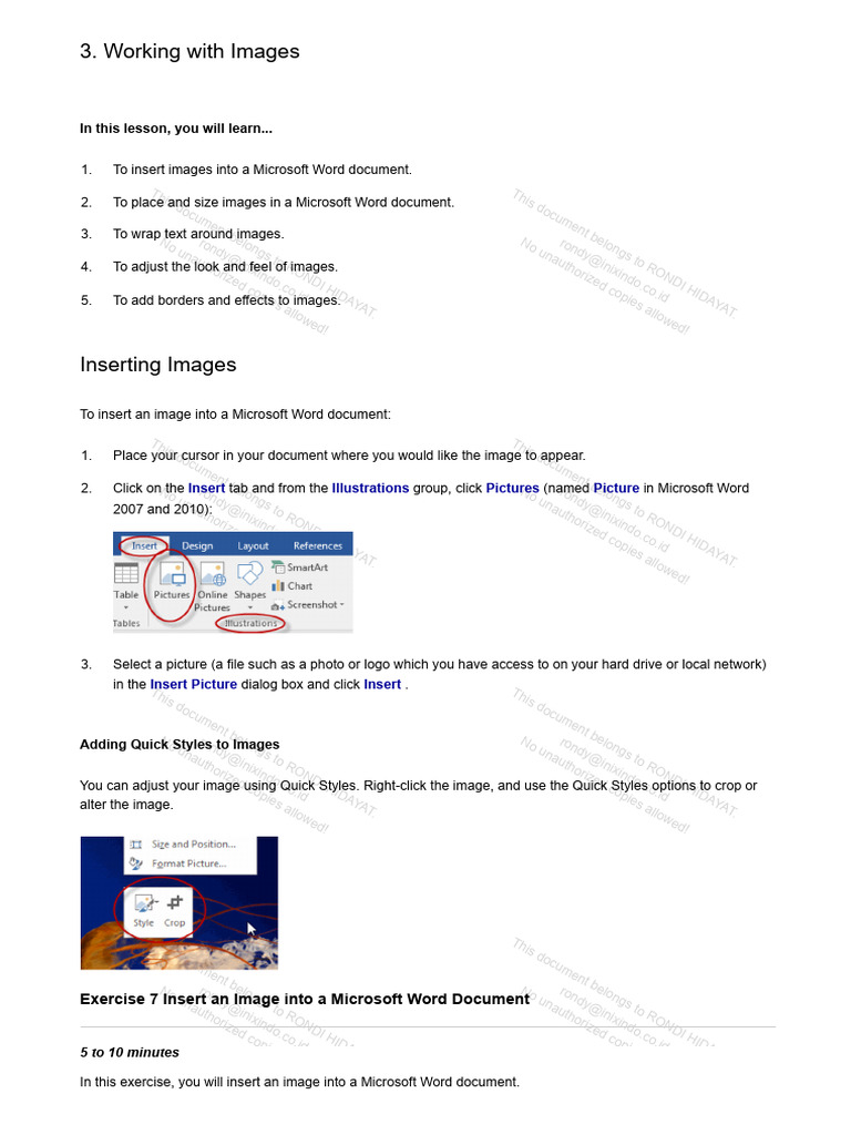 Image Handling in Word: A Guide | PDF | Computer Architecture ...