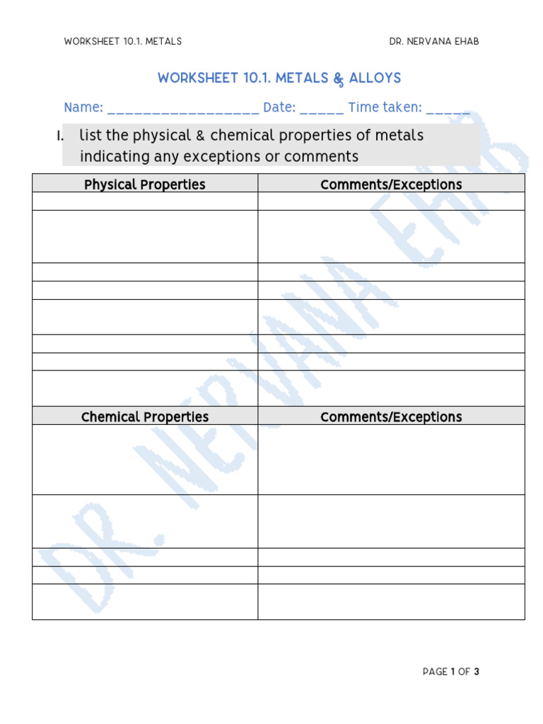 Quiz Question 10 1 Worksheet Questions Pdf Metals And Alloys Pdf