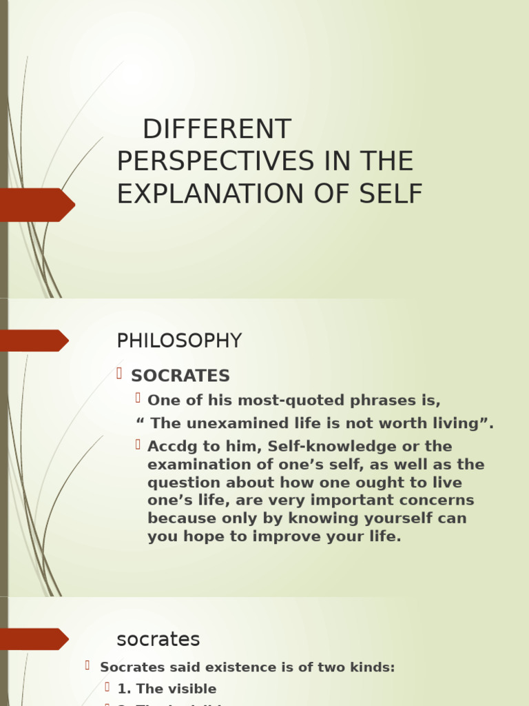 Different Perspectives in The Explanation of Self | PDF | Philosophy Of ...