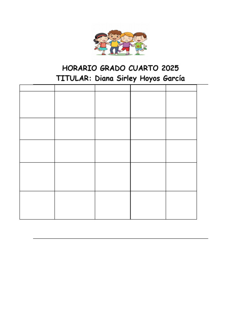 Horario Grado Cuarto 2025 | PDF