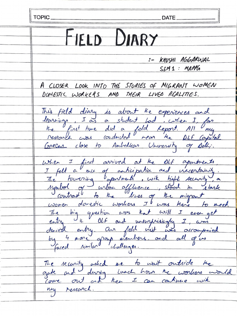 Field Diary - Khushi | PDF