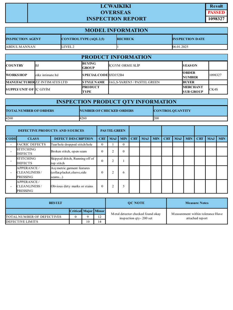 1098327-L435 AQLReport | PDF