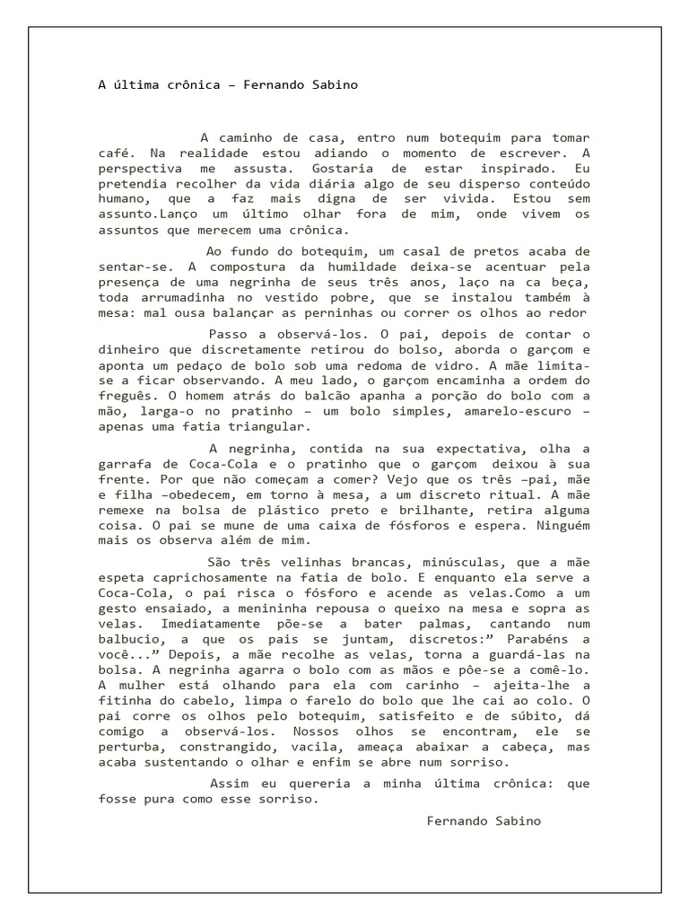 A Última Crônica - Fernando Sabino-1 | PDF