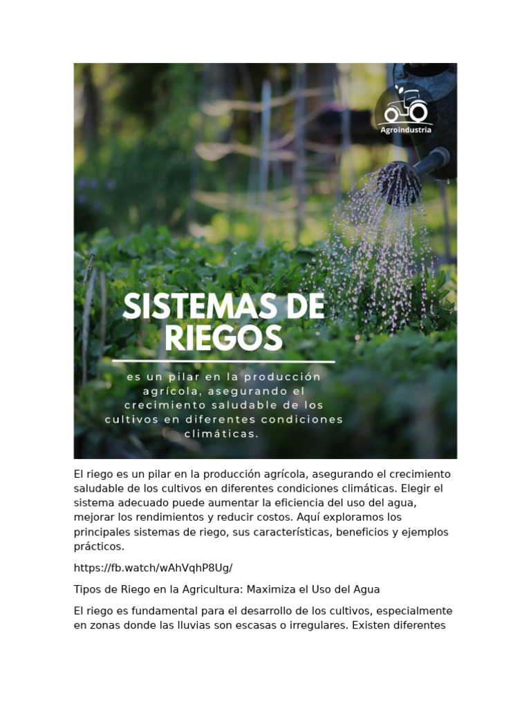 sistema de riego | PDF | Riego | Agua