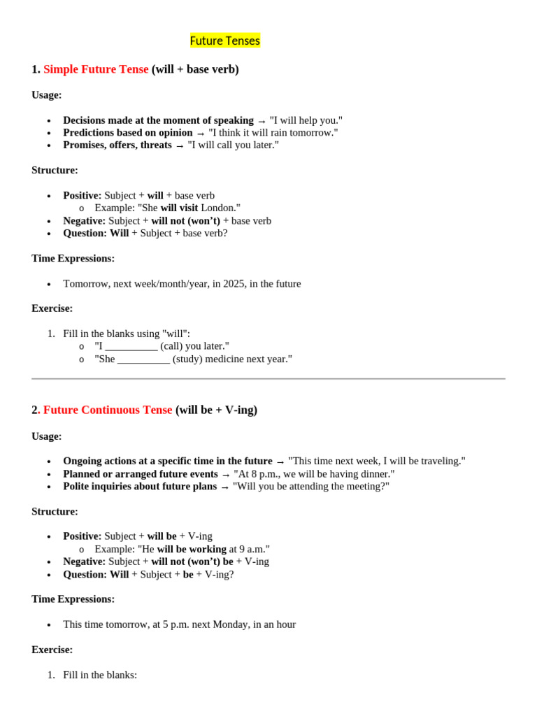 Arranged Future Events in English Tenses | PDF