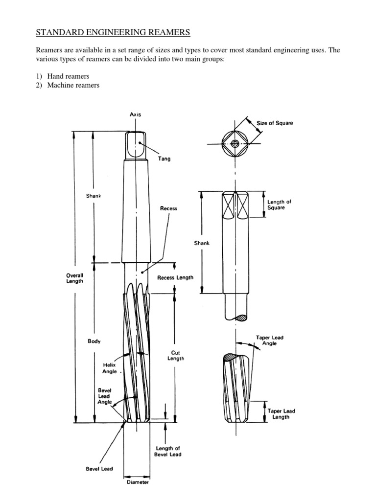 Standard Engineering Reamers PDF Cutting Tools Crafts