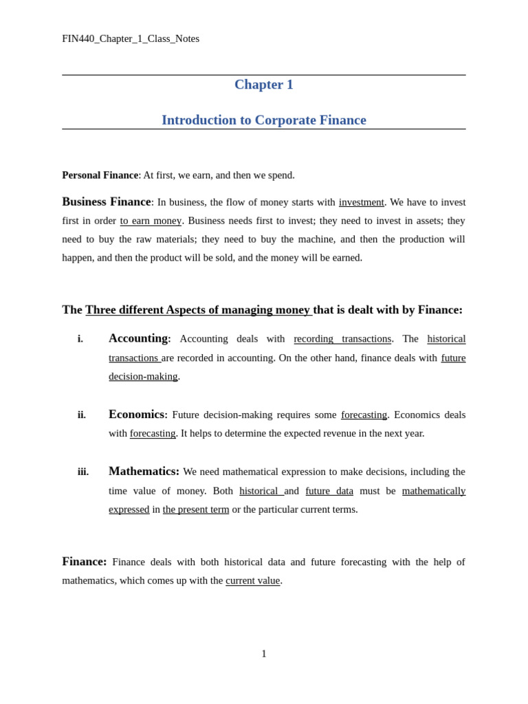 Introduction to Corporate Finance Concepts | PDF | Dividend | Partnership