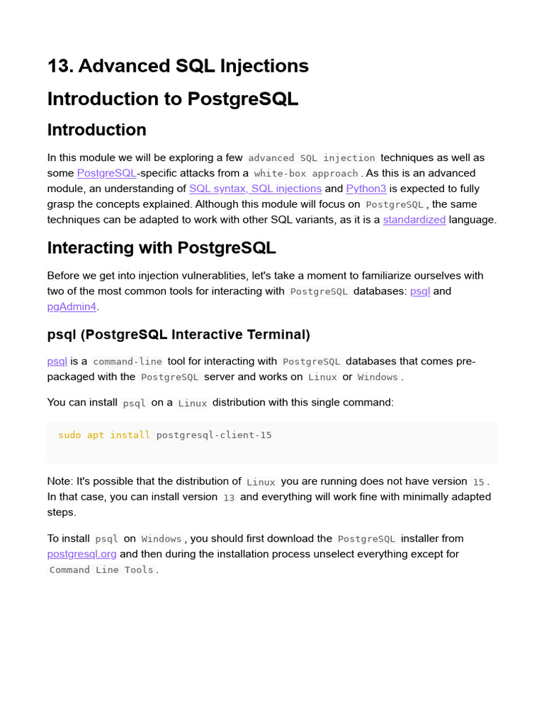 Advanced SQL Injections - @CyberFreeCourses | PDF | Postgre Sql ...