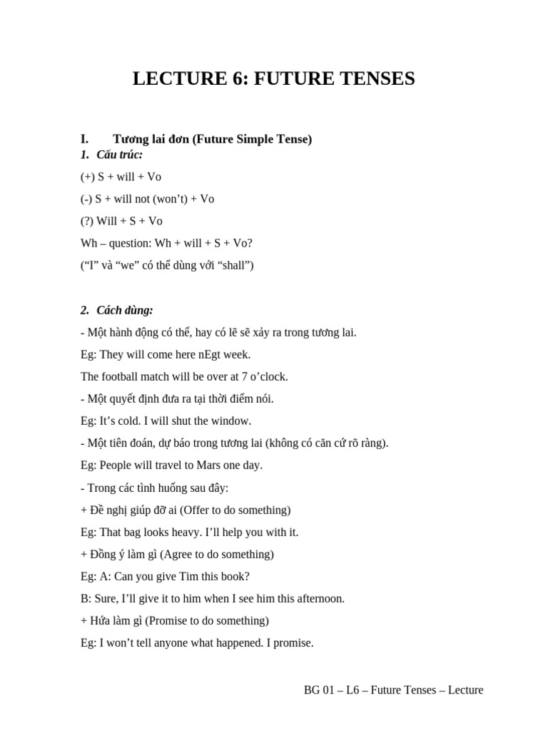 Future Tenses LT | PDF
