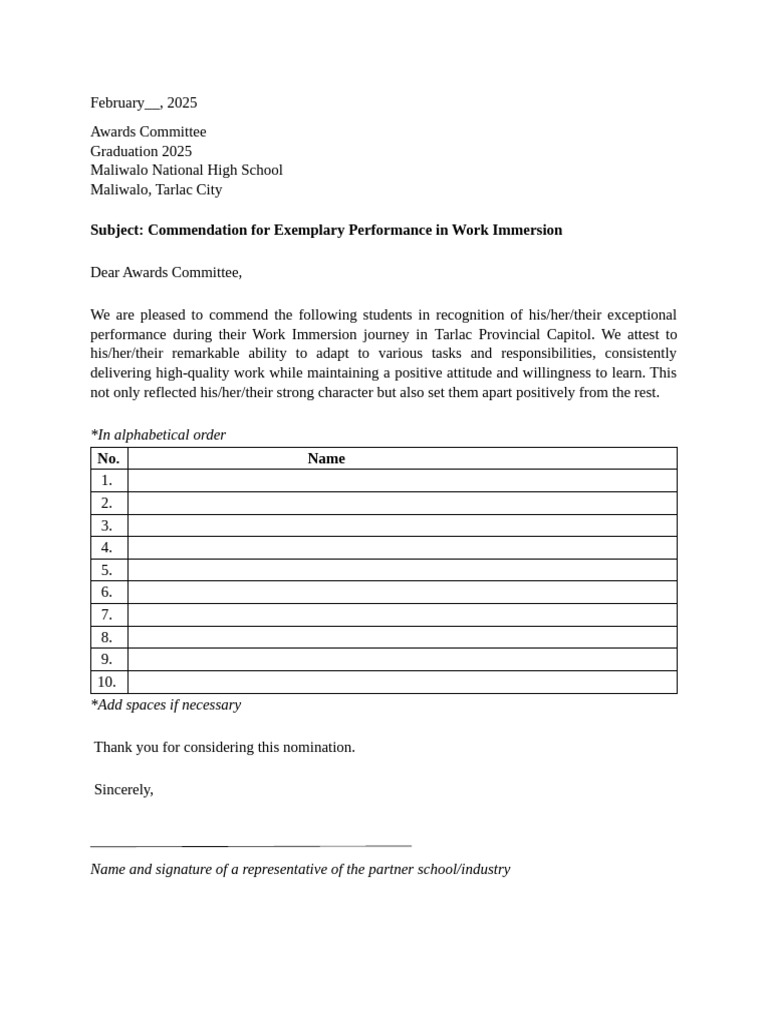 Commendation Letter Edited | PDF