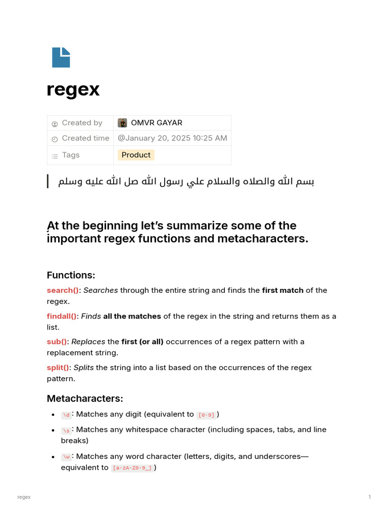Regex Summary | PDF | Regular Expression | Computer Programming