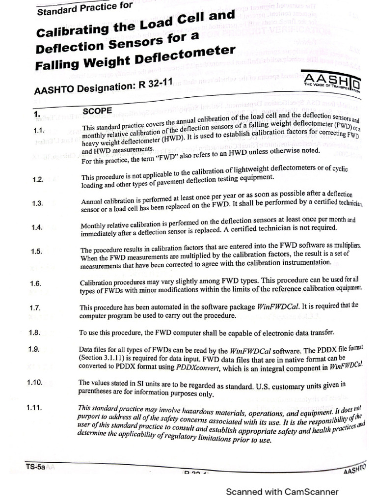 FWD Calibration Procedures and Standards | PDF