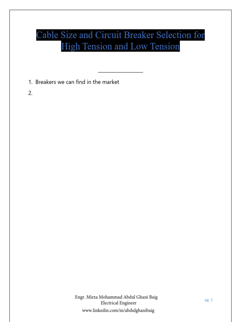 Circuit Breaker and Cable Size Guide | PDF | Ac Power | Transformer