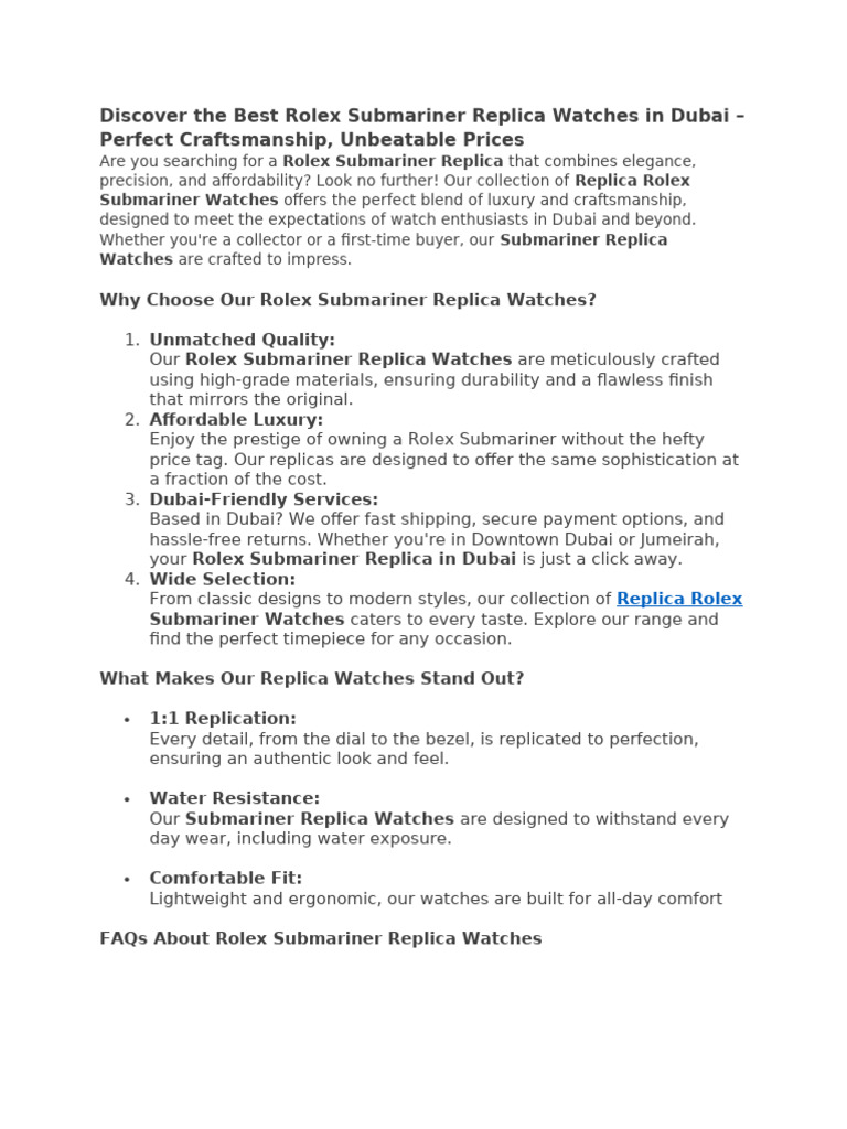 Rolex Submariner Replica Watches | PDF