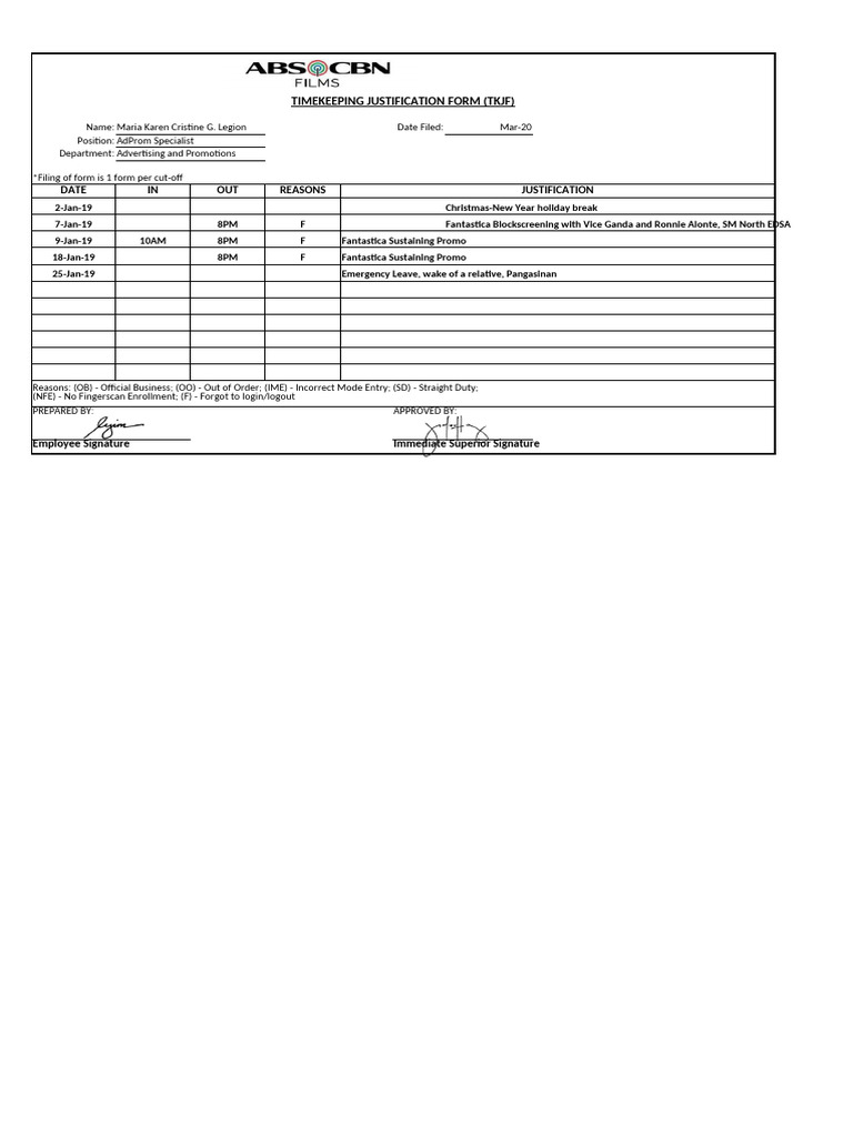 For Clearance Purposes - Timekeeping Forms | PDF | Advertising