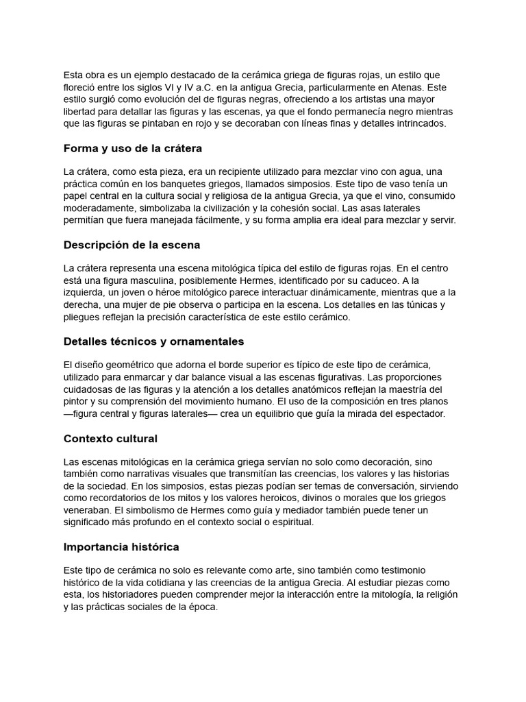 Crátera Griega: Cerámica de Figuras Rojas | PDF | Antigua Grecia | Las ...