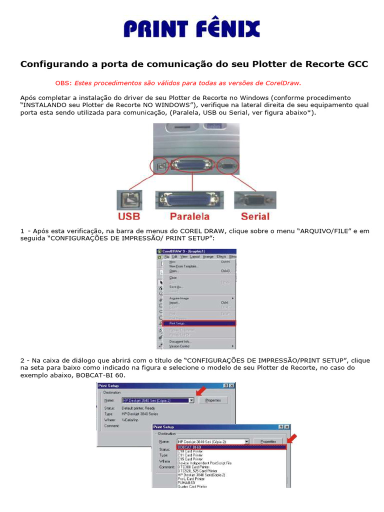 Configuração da Porta do Plotter GCC | PDF