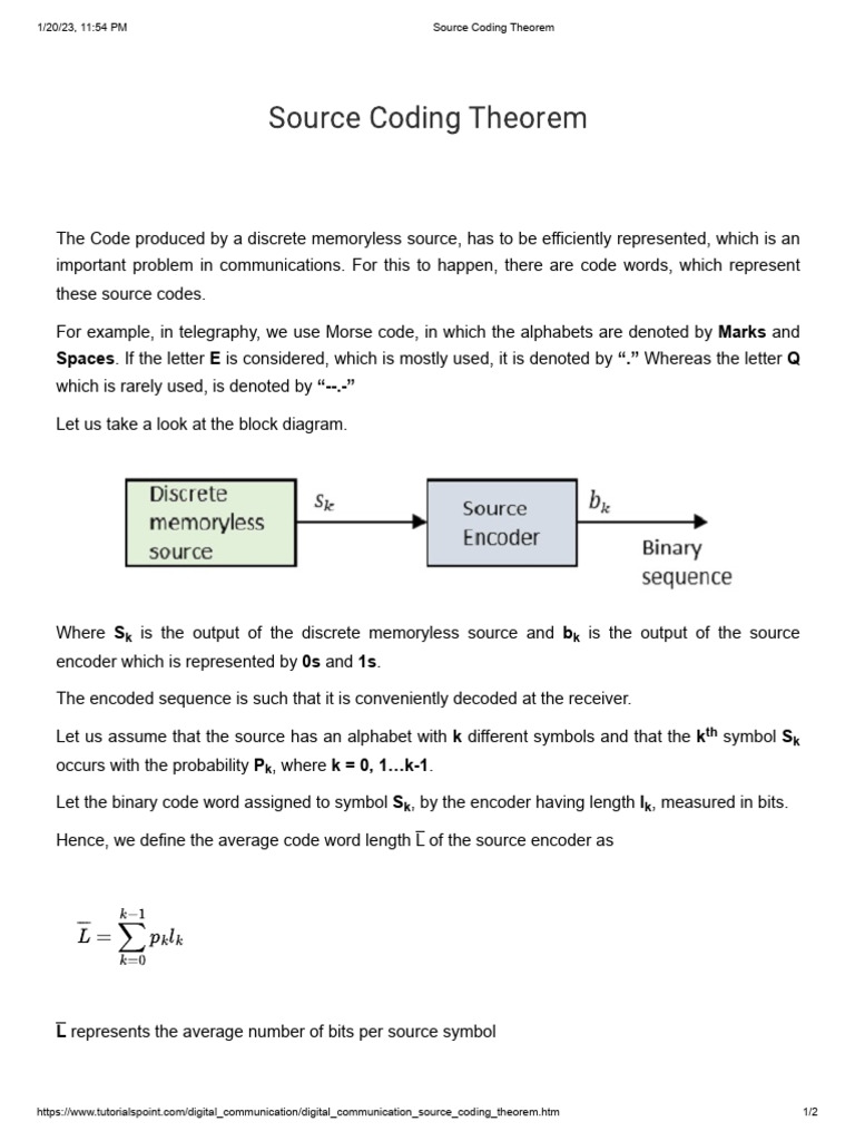 Source Coding Theorem Explained | PDF | Code | Computer Data