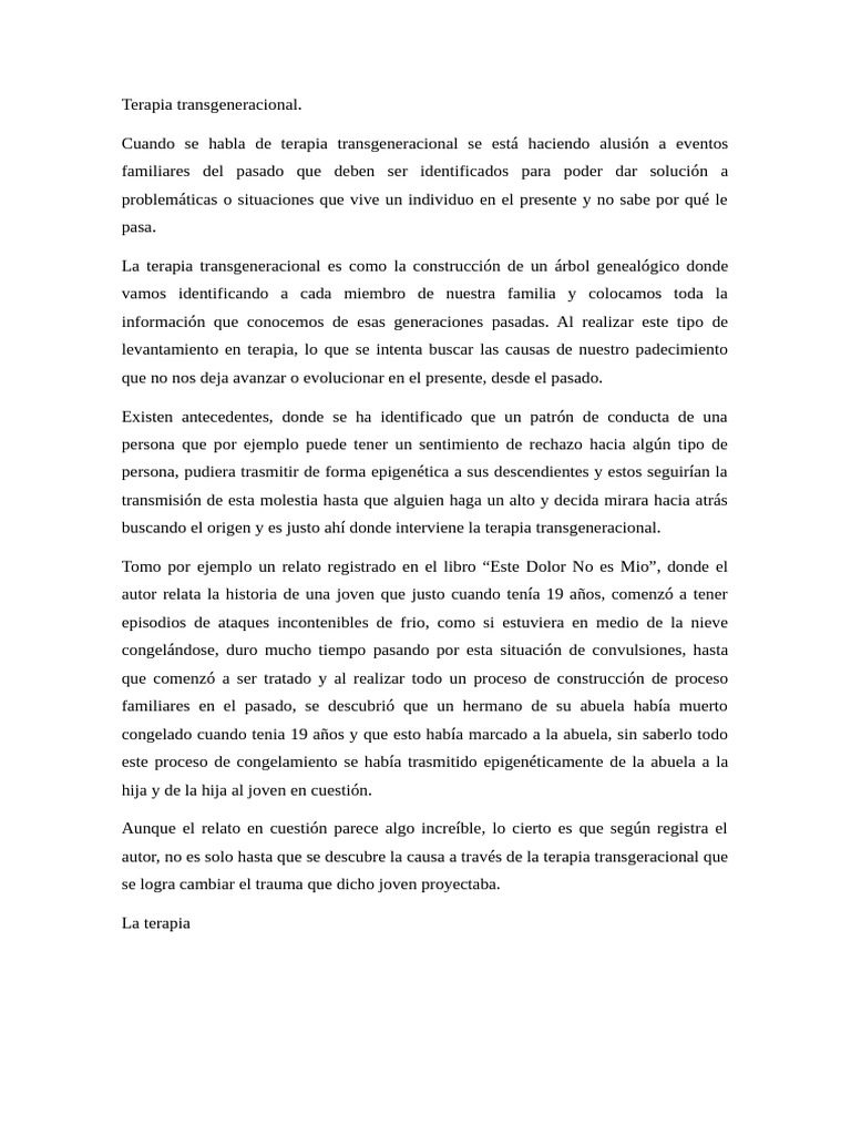 Terapia Transgeneracional: Sanando Traumas | PDF