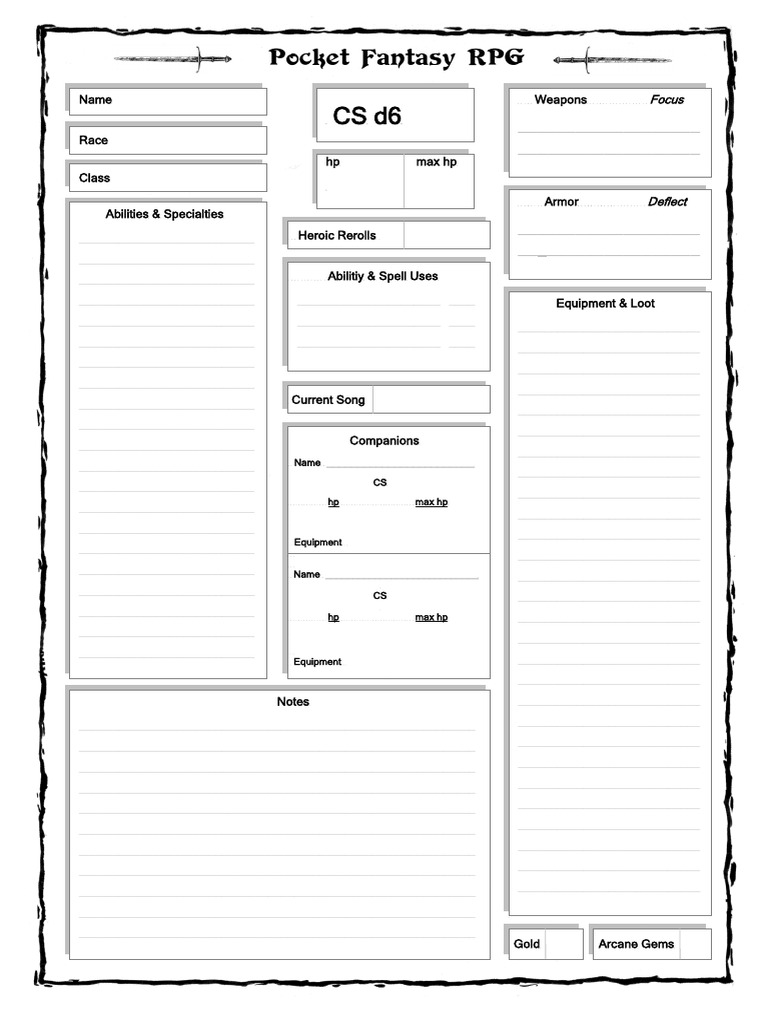 PFRPG Character Sheet Full Page | PDF | Role Playing Games | Tabletop Games