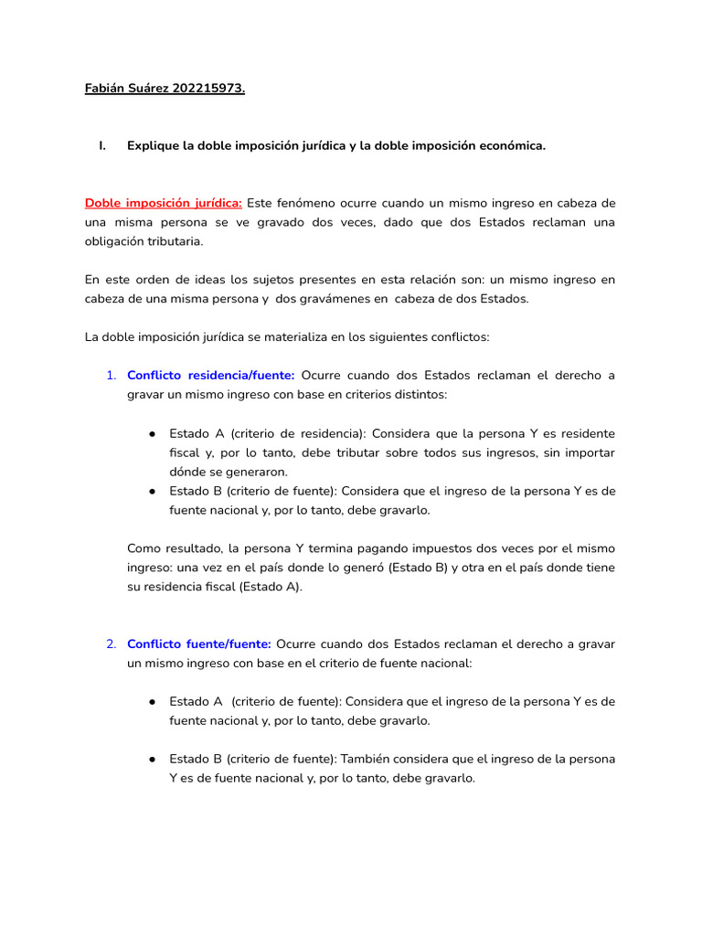 Doble Imposición: Jurídica y Económica | PDF | Doble imposición | Impuestos