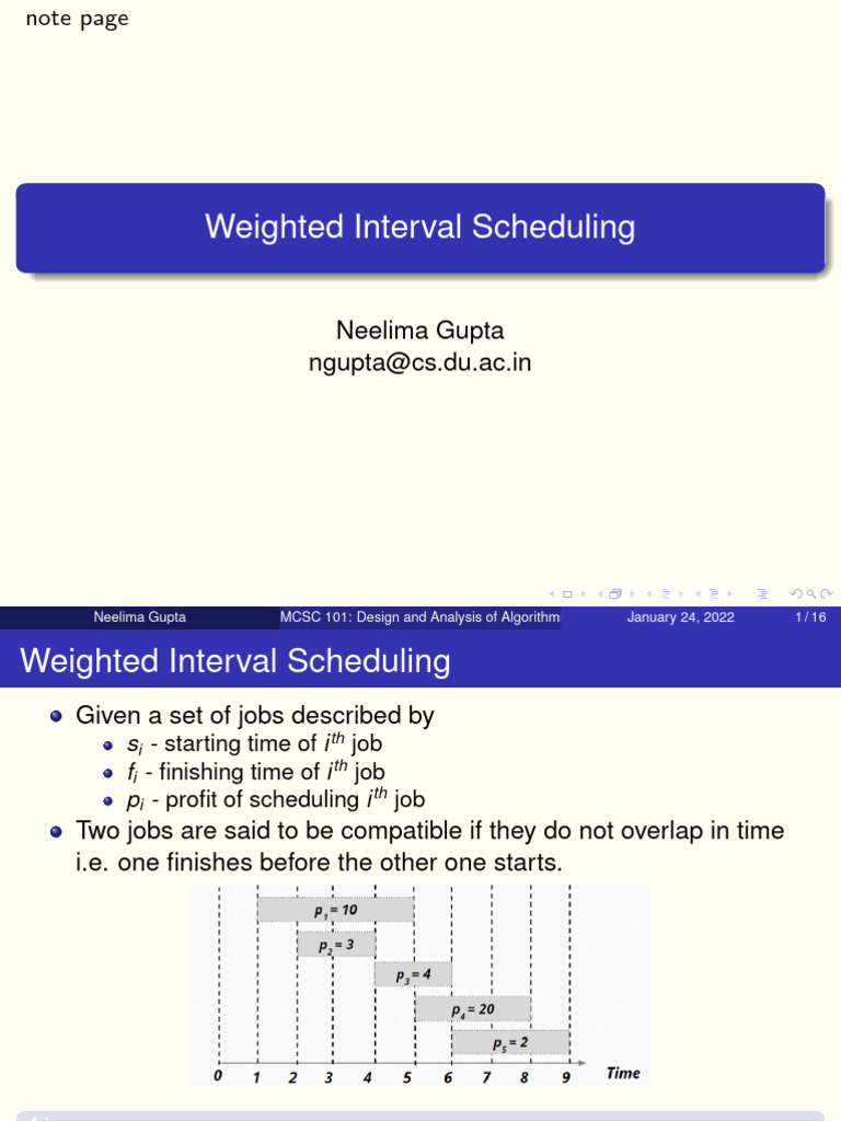 Lecture 1.7 Weighted Interval Scheduling | PDF | Mathematical ...