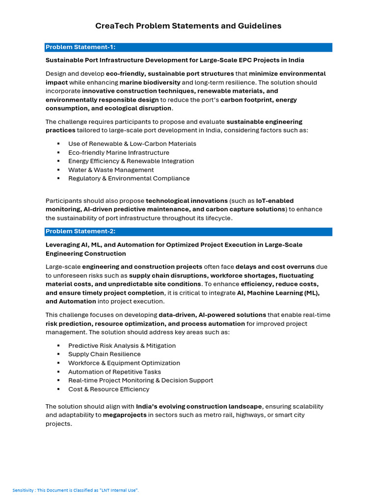 CreaTech 2025 Problem Statements Guide | PDF | Sustainability ...
