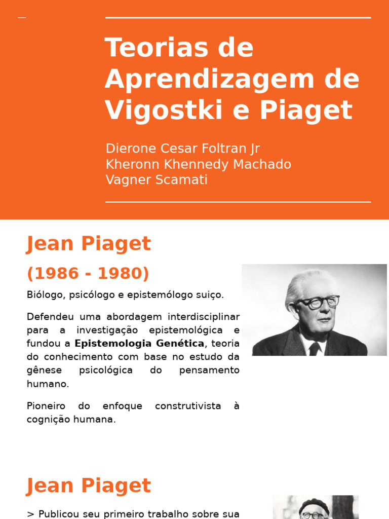 Teorias de Aprendizagem: Piaget e Vigotski | PDF | Aprendizado | Psicologia