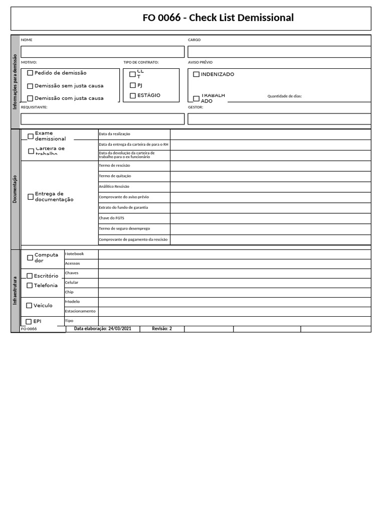 FO 0066 - Check List Demissional | PDF