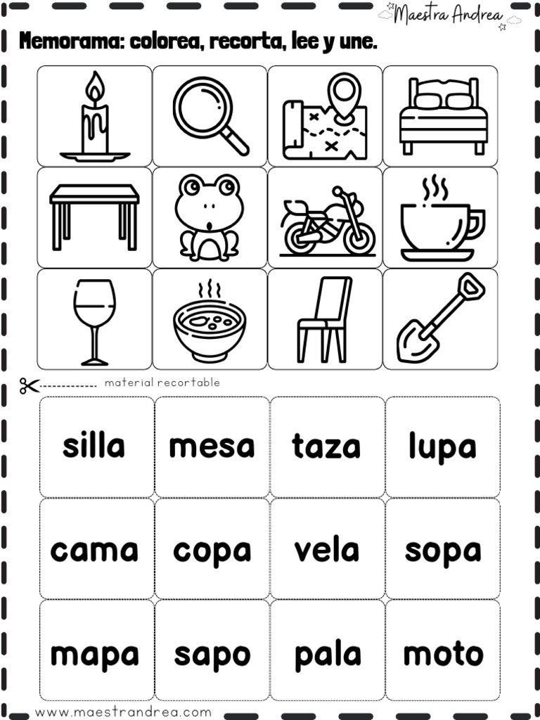 Memorama recortable para colorear y jugar | PDF