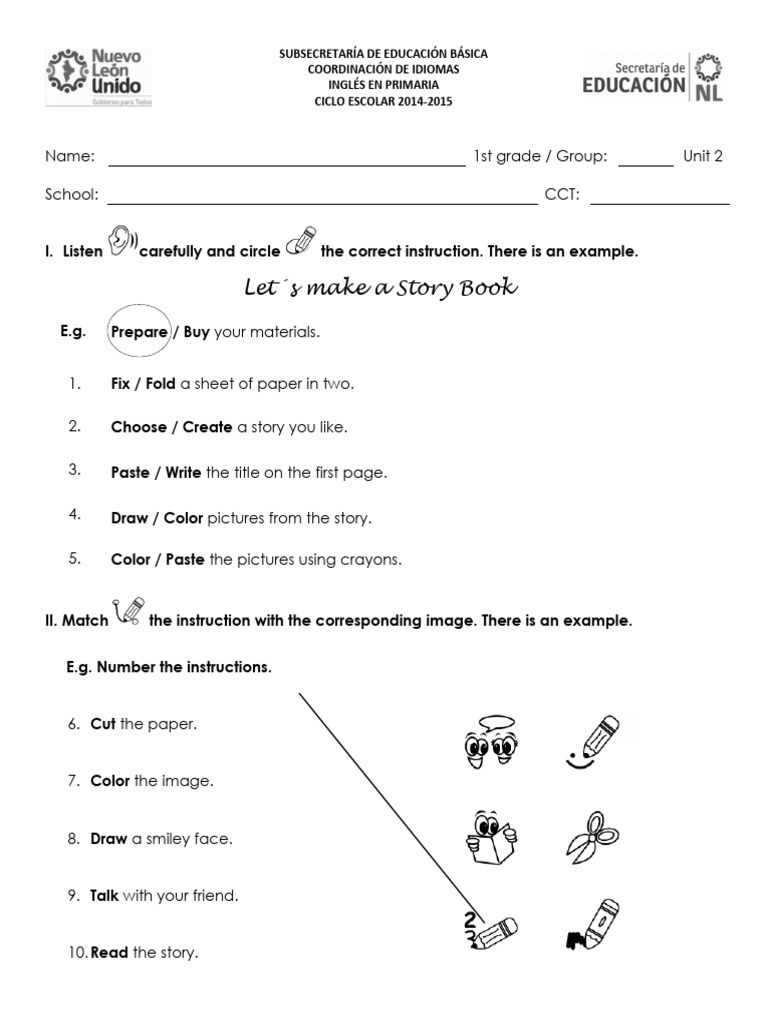 Unit 2 Exam 1st Grade Pdf