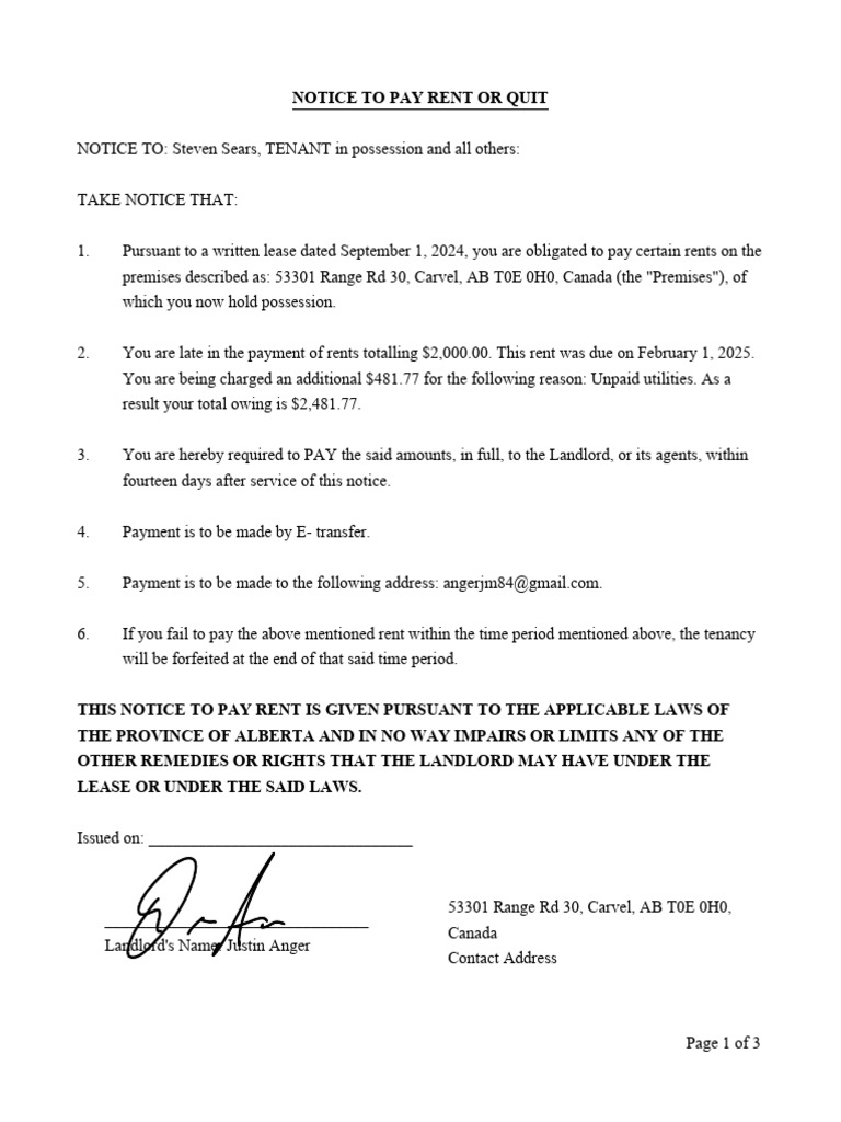 Notice To Quit | PDF | Lease | Leasehold Estate
