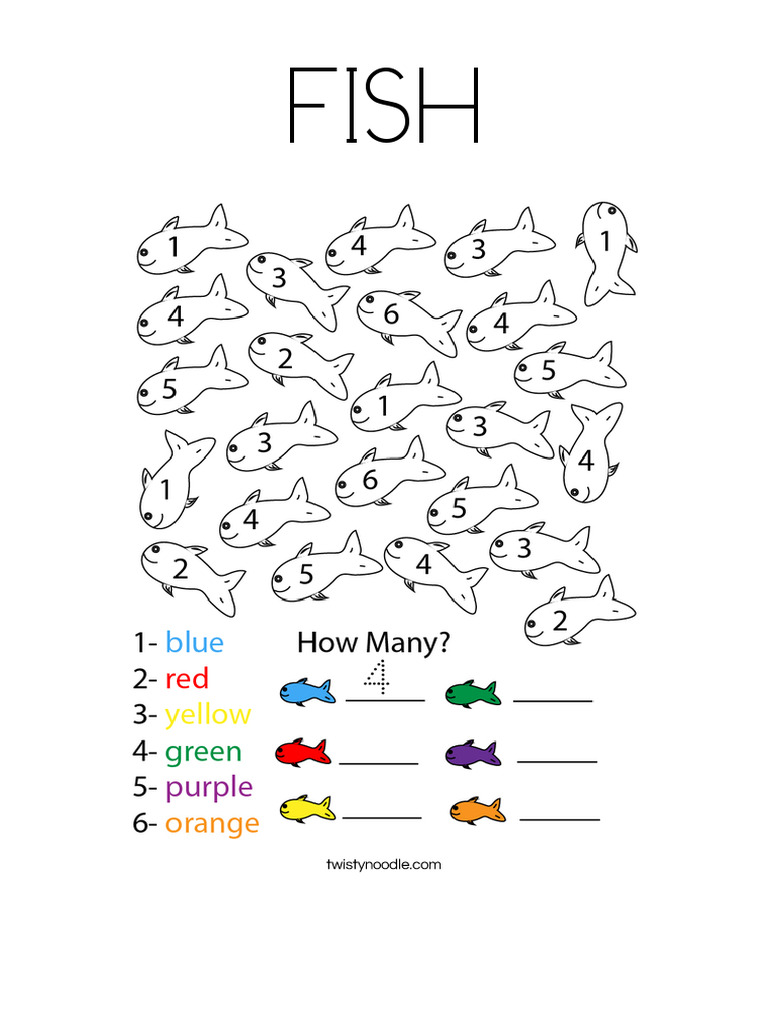 FISH Coloring Page - Twisty Noodle | PDF