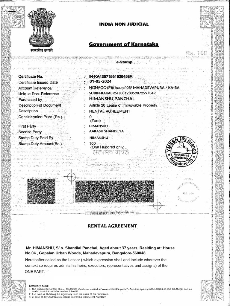 11-Month Residential Rent Agreement | PDF