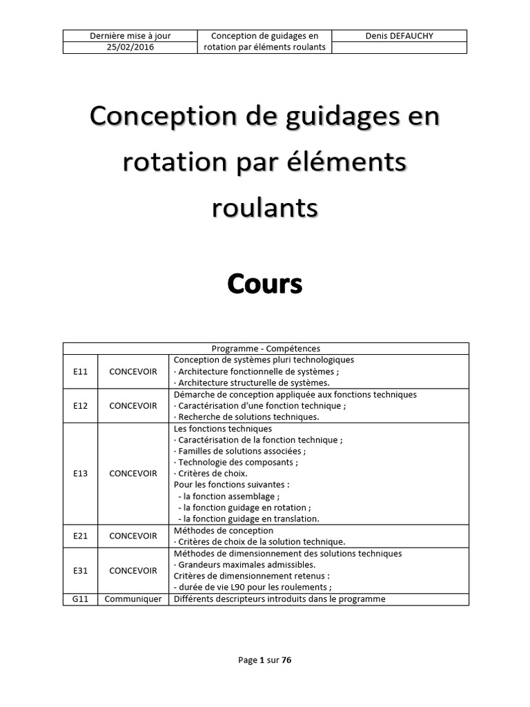 Conception de guidages en rotation | PDF | Palier (mécanique ...