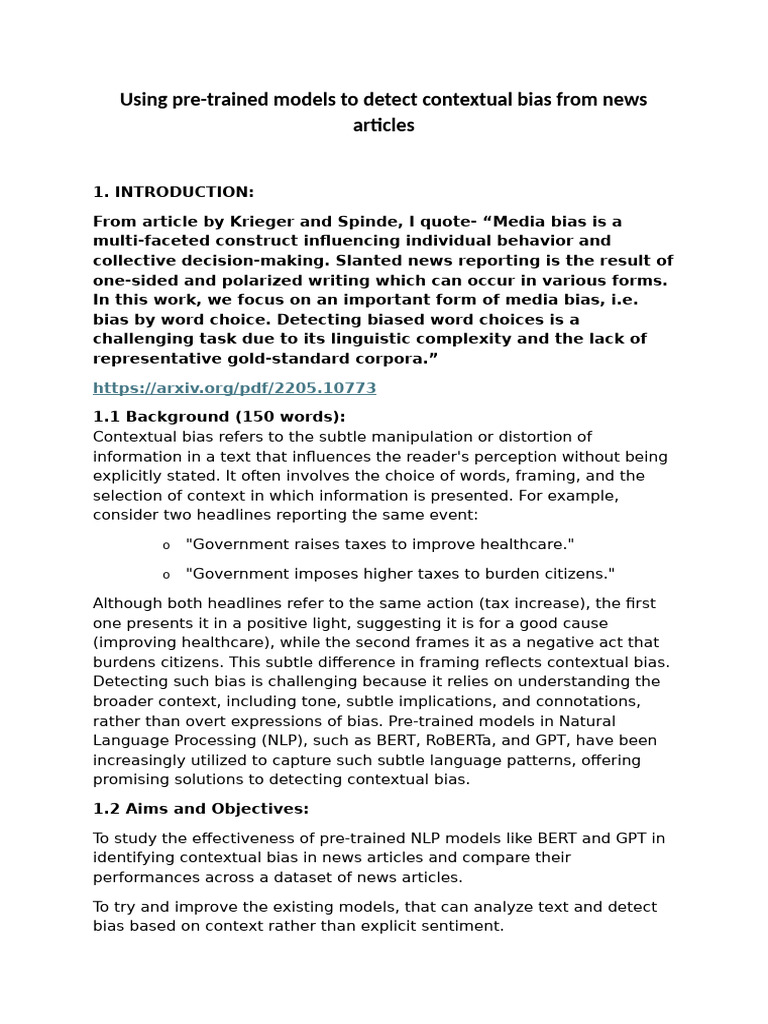 Detecting Contextual Bias in News Articles | PDF | Bias | News